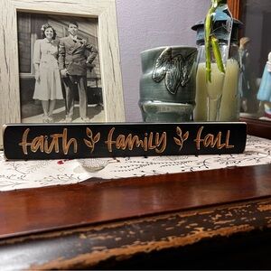 New faith family fall engraved 12” block sign